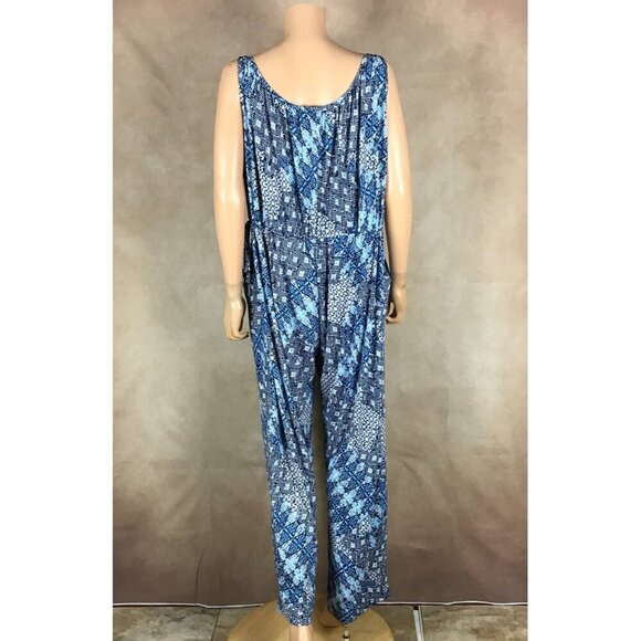 MELISSA MASSE Blue Geometric Print Knit Jumpsuit NEW Size 1X - Picture 9 of 9
